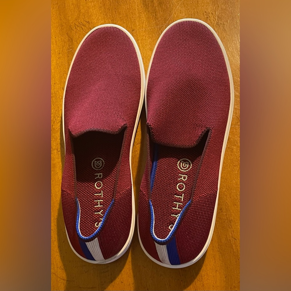 Rothy's Original Slip on Shoe in Garnet. Size 9